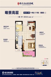 宁滁恒大文化旅游城1室1厅1厨1卫建面54.63㎡